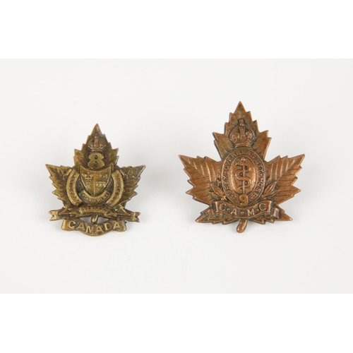 193 - A WWI CEF cap badge of the 9th Stationary Hospital, and a single collar badge of the 8th Stationary ... 