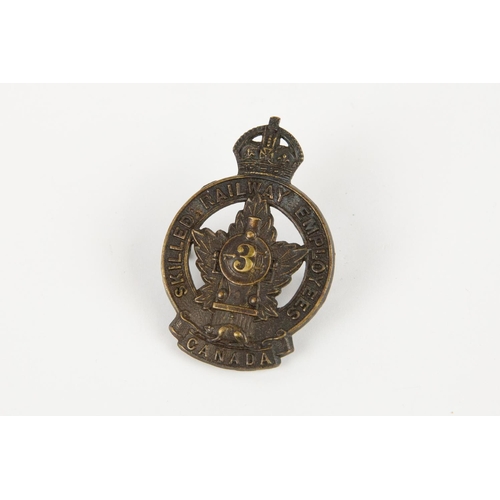 204 - A WWI CEF cap badge of No 3 Section Skilled Railway Employees, by Gaunt. GC, the lugs replaced. £300... 