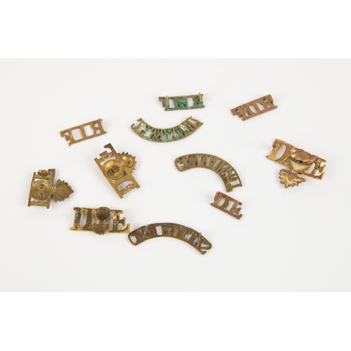 223 - 11 Irish brass shoulder titles: 1/ bi-metal grenade/F, RIF, CONNAUGHT, CONN.RANGERS, LEINSTER R.C. (... 