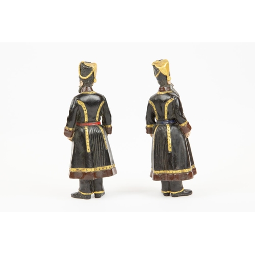 24 - Two speculative Russian painted bronze figures, inscribed 