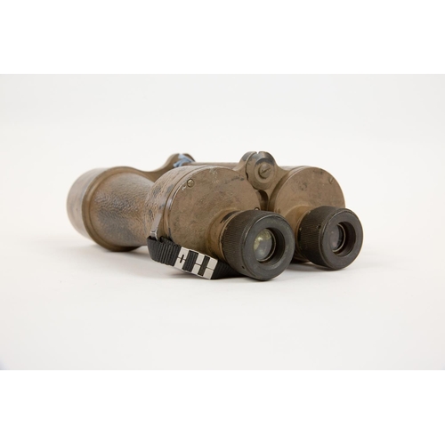 68 - A pair of British Ross binoculars, overpainted khaki for use in North Africa or Crete c 1940, GC, th... 