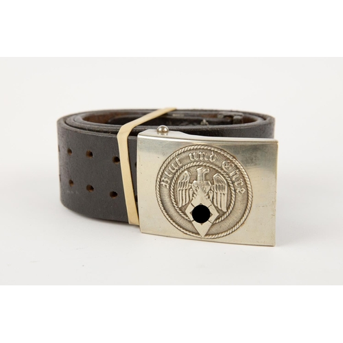 78 - A Third Reich Hitler Youth black leather belt with nickel silver buckle. GC £50-60