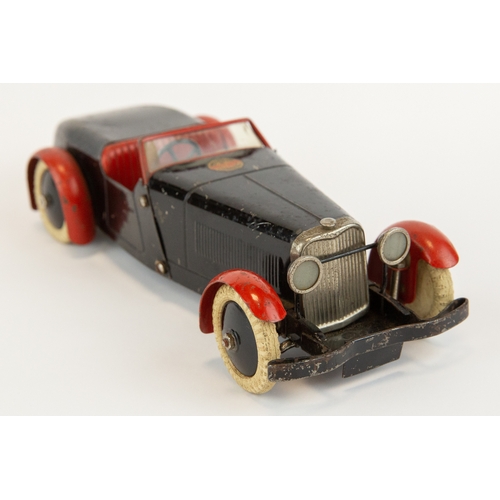 104 - A scarce 1930's No.1 Meccano Constructor Car. An example in black with red mudguards, red seats, bla... 