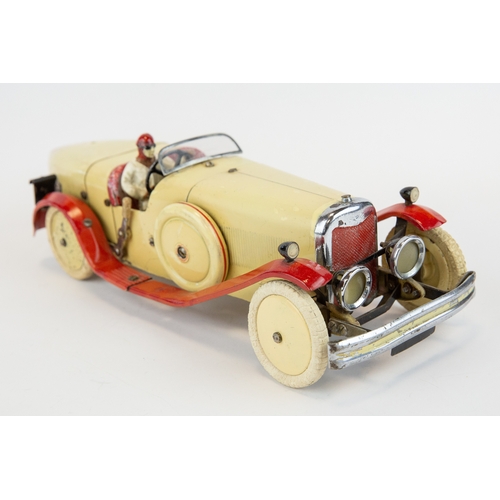 109 - A rare 1930's No.2 Meccano Constructor Car. A boat tail example in cream with red mudguards/running ... 