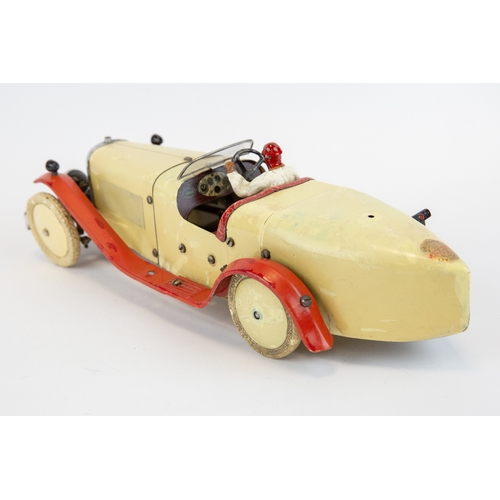 109 - A rare 1930's No.2 Meccano Constructor Car. A boat tail example in cream with red mudguards/running ... 