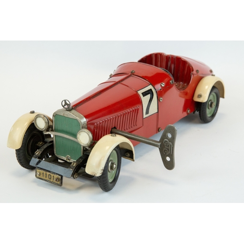 111 - A rare original 1930's Marklin clockwork Mercedes-Benz SSK 2 seater sports racing car (1103). In red... 