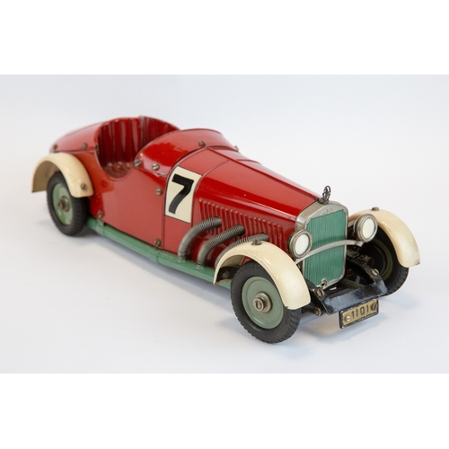 111 - A rare original 1930's Marklin clockwork Mercedes-Benz SSK 2 seater sports racing car (1103). In red... 