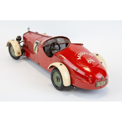 111 - A rare original 1930's Marklin clockwork Mercedes-Benz SSK 2 seater sports racing car (1103). In red... 