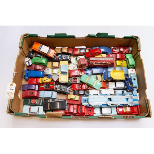 116 - 80+ die cast models by mainly Corgi & Dinky. Lot includes Military vehicles, cars Transporters, Batm... 