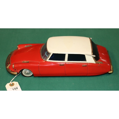 159 - A scarce early 1960's Bandai battery powered 1:18 scale tinplate model of a Citroen ID DS 4-door sal... 