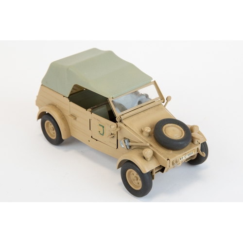 170 - 2 Gonio/ Kaden  1:24 scale VW kubelwagen models. Open top model finished in blue /grey with red cros... 