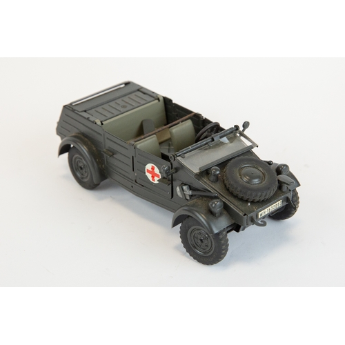 170 - 2 Gonio/ Kaden  1:24 scale VW kubelwagen models. Open top model finished in blue /grey with red cros... 