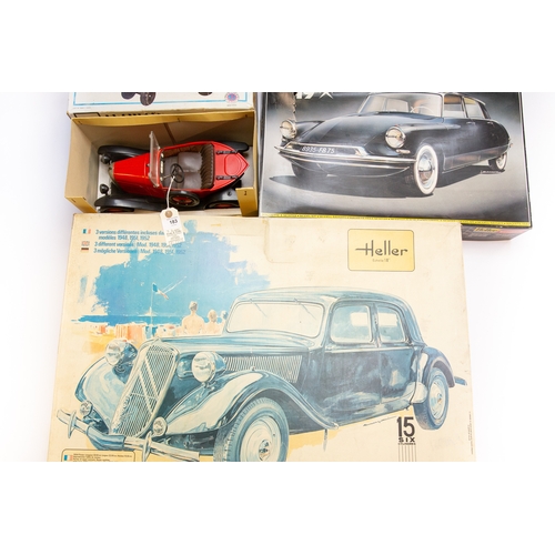 183 - 2 unmade Heller Citroen kits. A large 1/8 scale Citroen Traction Avant 15 Six Cylinders. Plus a 1:16... 