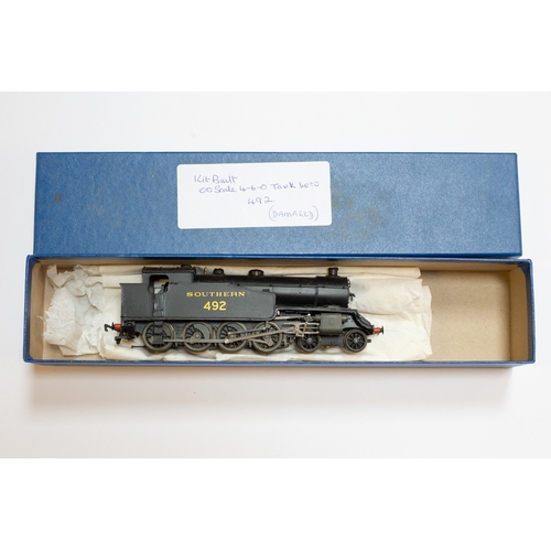 25 - A kit built OO electric Southern Railway Class G16 4-8-0 tank locomotive, 492, in unlined black live... 