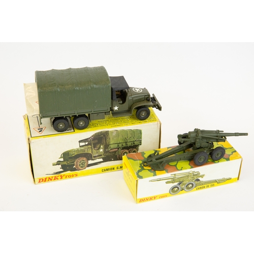 263 - 2 French Dinky Military. Camion G.M.C. Militaire Bache (809). In U.S. Army olive green livery, with ... 