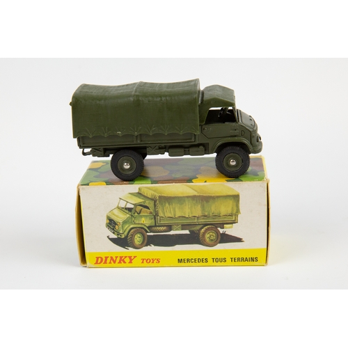 264 - 2 French Dinky Military. Mercedes Tous Terrains (804). Complete with plastic canopy and camouflage n... 