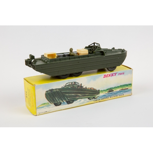 271 - French Dinky Camion Amphibie Militaire DUKW (825). In olive green complete with military figure, 2 c... 