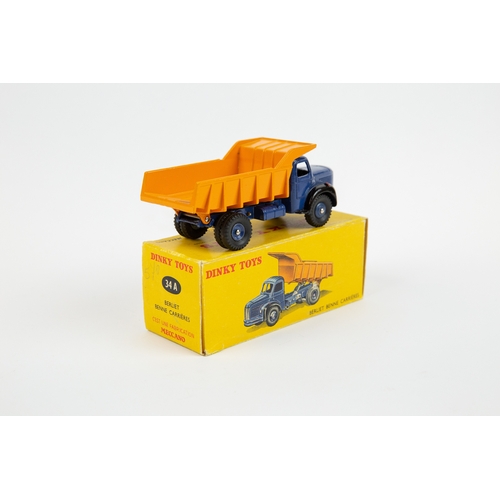 272 - French Dinky Berliet Benne Carrieres (34A). Cab, chassis and metal dished wheels in dark blue, cab w... 