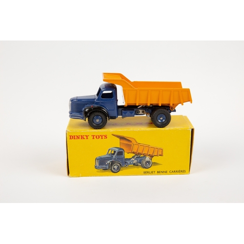 272 - French Dinky Berliet Benne Carrieres (34A). Cab, chassis and metal dished wheels in dark blue, cab w... 