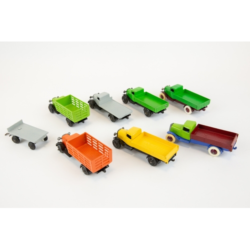 279 - 8 well restored early Dinky Toys. All 25 Series examples, 2x Market Gardeners Lorries, 2x Wagons, pl... 