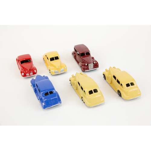 297 - 6 well restored Dinky Toys 39 Series American Cars. Lincoln Zephyr, Oldsmobile 6 Sedan, Studebaker S... 