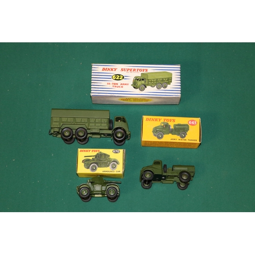 317 - 3 Dinky Toys military vehicles. A Supertoys Foden 10-Ton Army Truck (622). In olive green with tin t... 