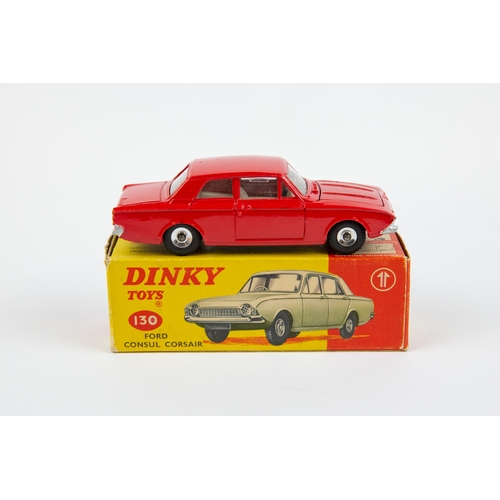 324 - 2 Dinky Toys Ford Corsair (130). One example in light blue with cream interior. Plus another in brig... 