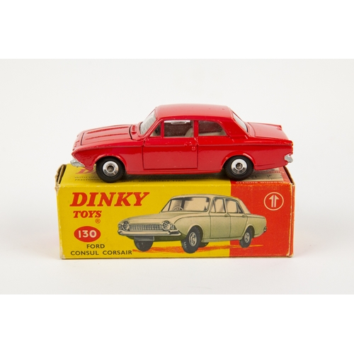 324 - 2 Dinky Toys Ford Corsair (130). One example in light blue with cream interior. Plus another in brig... 