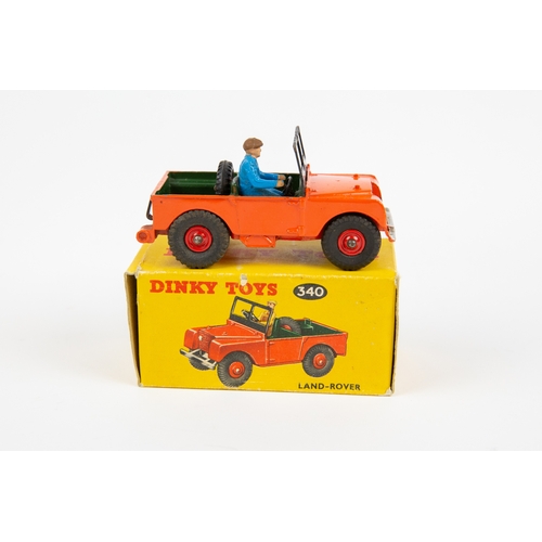 331 - 2 Dinky Toys. Land-Rover (340). A scarce late example in orange with dark green interior, with drive... 