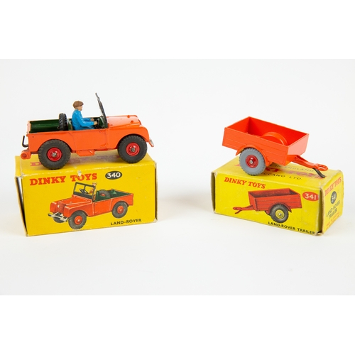 331 - 2 Dinky Toys. Land-Rover (340). A scarce late example in orange with dark green interior, with drive... 