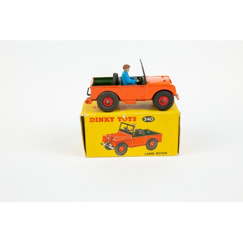 331 - 2 Dinky Toys. Land-Rover (340). A scarce late example in orange with dark green interior, with drive... 