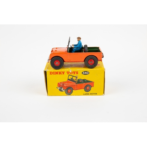 331 - 2 Dinky Toys. Land-Rover (340). A scarce late example in orange with dark green interior, with drive... 