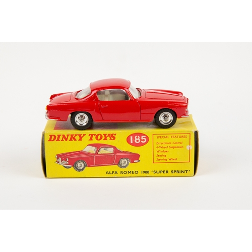 332 - 2 Dinky Toys Alfa Romeo 1900 'Super Sprint' (185). One in bright red with cream interior and one in ... 