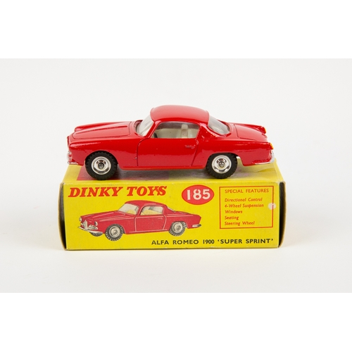 332 - 2 Dinky Toys Alfa Romeo 1900 'Super Sprint' (185). One in bright red with cream interior and one in ... 