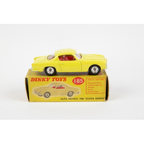 332 - 2 Dinky Toys Alfa Romeo 1900 'Super Sprint' (185). One in bright red with cream interior and one in ... 