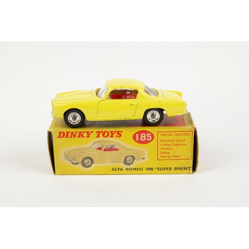 332 - 2 Dinky Toys Alfa Romeo 1900 'Super Sprint' (185). One in bright red with cream interior and one in ... 