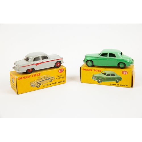 337 - 2 Dinky Toys Rover 75 Saloon (156). In two tone green with dark green wheels and black tyres. Plus a... 