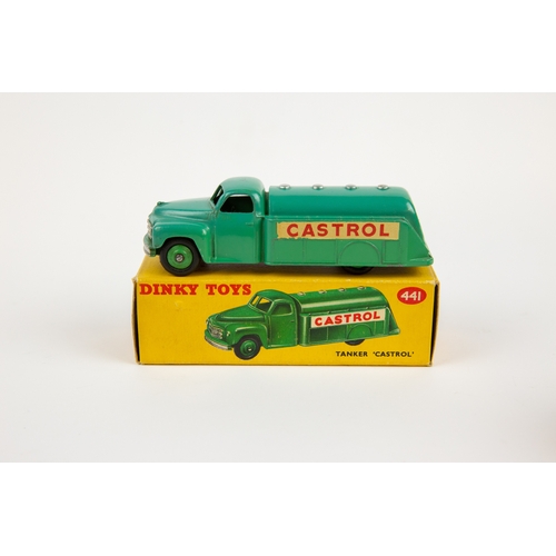 342 - 2 Dinky Toys Studebaker Petrol Tankers. Tanker Castrol (441) in green livery. Plus a Tanker ESSO (44... 