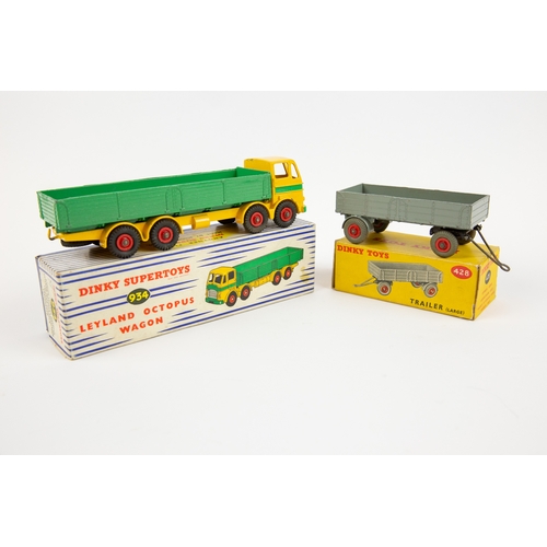 344 - 2 Dinky Toys. A Leyland Octopus Wagon (934). Yellow cab and chassis, green around radiator, green bo... 