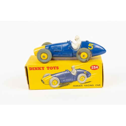 345 - 2 Dinky Toys single seat racing cars. Cooper-Bristol Racing car (233). In dark green, with mid green... 