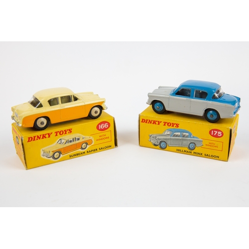 348 - 2 Dinky Toys. Sunbeam Rapier Saloon (175), in blue and grey  with blue wheels. Plus a Sunbeam Rapier... 