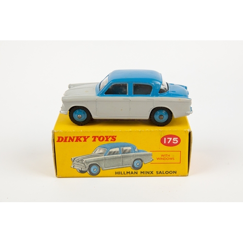 348 - 2 Dinky Toys. Sunbeam Rapier Saloon (175), in blue and grey  with blue wheels. Plus a Sunbeam Rapier... 