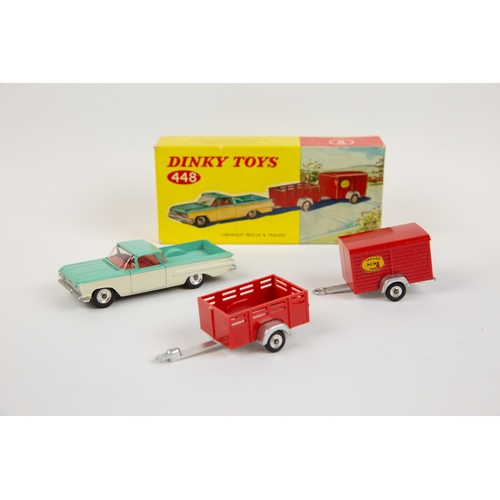 353 - A Dinky Toys Chevrolet Pick-Up & Trailer set (448). Chevrolet El Camino in turquoise and white with ... 