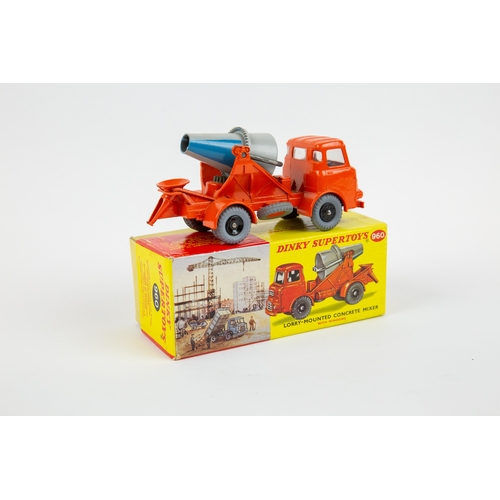 354 - A Dinky Toys Lorry Mounted Cement Mixer (960). An Albion in orange with grey and blue rotating mixer... 