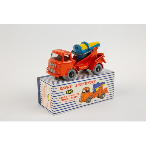 355 - A Dinky Toys Lorry Mounted Cement Mixer (960). An Albion in orange with blue and yellow rotating mix... 