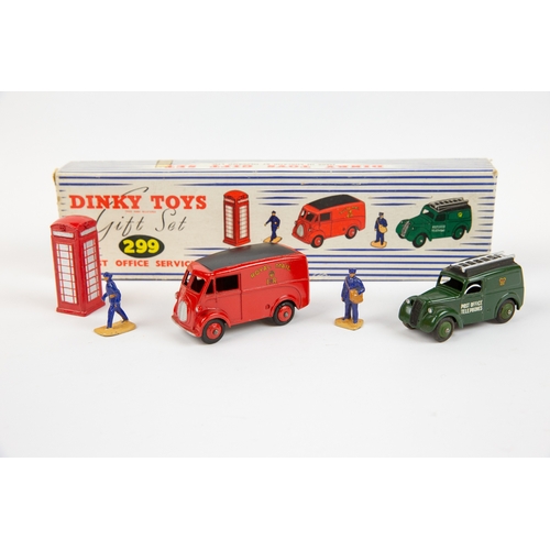 368 - Dinky Toys Gift Set 'Post Office services' 299. Comprising Morris J van in red with black roof panel... 