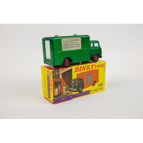 374 - Dinky Toys Bedford T.K. Box Van (450). A scarce promotional example in CASTROL metallic green with r... 