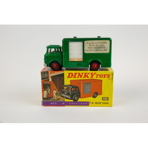 374 - Dinky Toys Bedford T.K. Box Van (450). A scarce promotional example in CASTROL metallic green with r... 