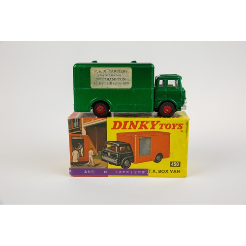 374 - Dinky Toys Bedford T.K. Box Van (450). A scarce promotional example in CASTROL metallic green with r... 