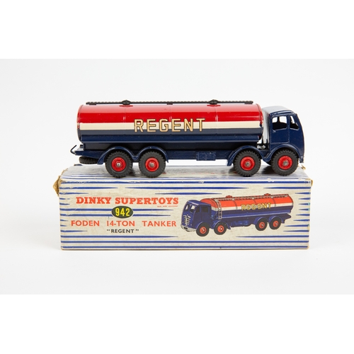 381 - Dinky Supertoys Foden Regent Tanker (942). FG type Foden in red, white and blue livery. Boxed, some ... 